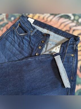 Wies Made Sidney Selvedge Jeans Button Fly Blue Denim Made In USA 33x33